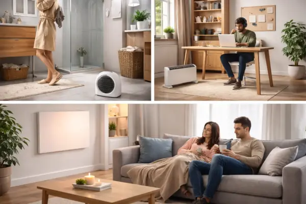 Welche elektrischen Heizgeräte sich für welchen Raum eignen Einsatzbereiche von Konvektor, Heizlüfter und Heizpaneel in Bad, Arbeitszimmer und Wohnzimmer
