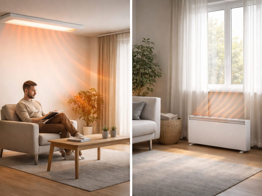 Infrarotheizung und Konvektor im Vergleich – Strahlungswärme vs. Konvektionswärme im Wohnzimmer