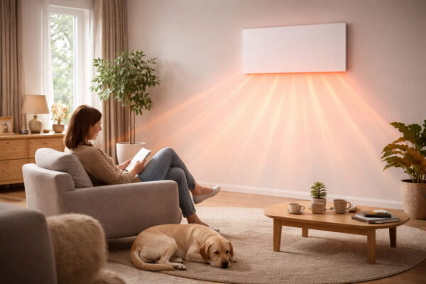 So verteilt eine Infrarotheizung ihre Wärmestrahlung im Raum Infrarotheizung an der Wand verteilt Wärmestrahlung im Wohnraum