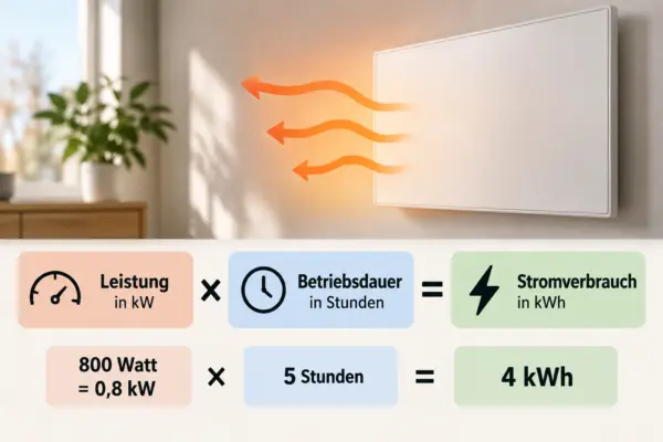 Stromverbrauch einer Infrarotheizung berechnen Stromverbrauch einer Infrarotheizung mit Leistung und Betriebsdauer berechnen